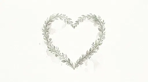 Watercolor Botanical Heart Outline on Paper