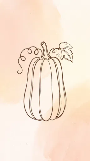 Minimalist Line Art Tall Pumpkin Illustration