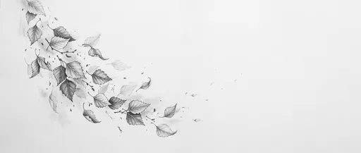 Graphite Drawing of Cascading Birch Leaves