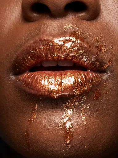 Macro Lips With Molten Copper Gloss