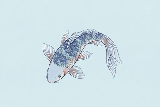 Blue Asagi Koi Fish Illustration