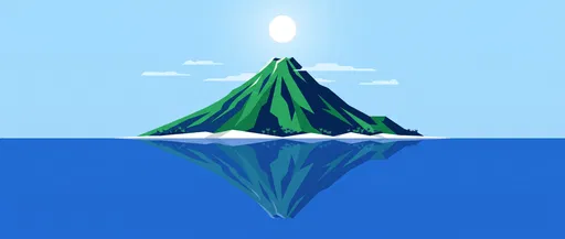 Minimalist Geometric Volcanic Island Reflection
