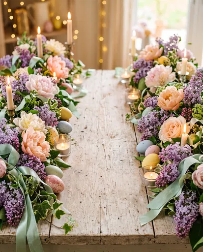 Rustic Spring Floral Table Frame with Candles