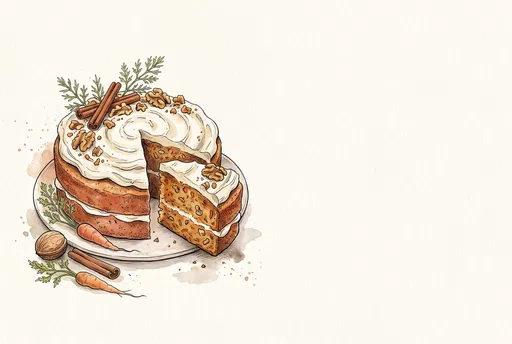 Watercolor Spiced Carrot Cake Illustration