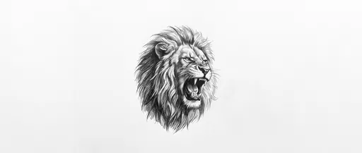Graphite Pencil Drawing of Roaring Lion