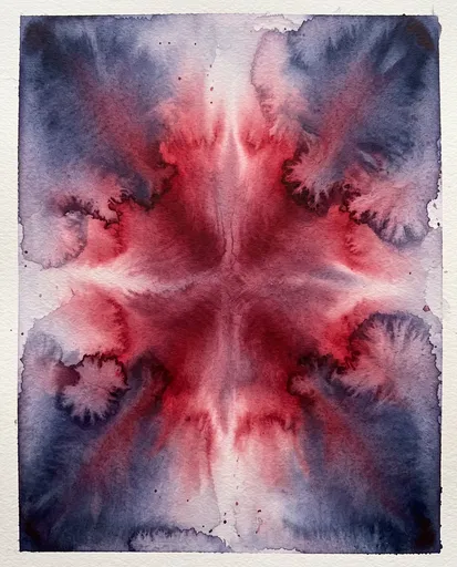 Symmetrical Red and Blue Watercolor Background
