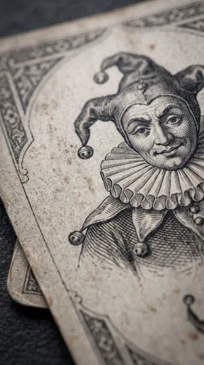 Macro Vintage Engraved Joker Playing Card