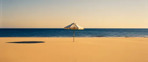 Lone Beach Umbrella at Golden Hour