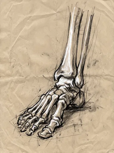 Charcoal and Chalk Skeletal Foot Study