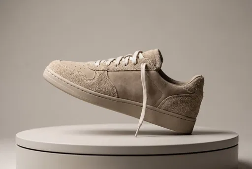 Beige Suede Sneaker on Studio Pedestal