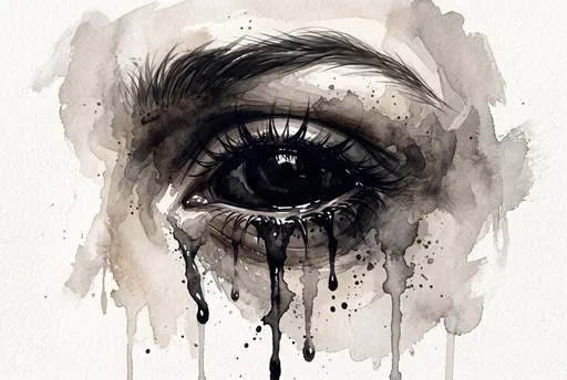 Gothic Watercolor Eye Weeping Black Tears
