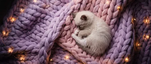 Sleeping Ragdoll Kitten on Chunky Blanket