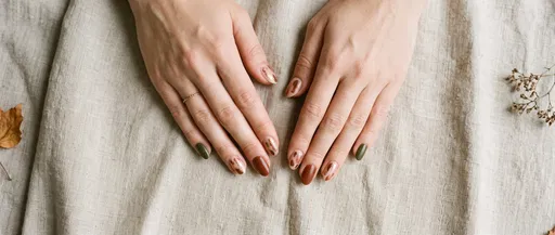 Autumn Manicure on Beige Linen