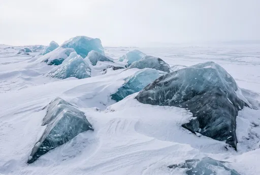 Blue Ice Hummocks in Drifted Snow