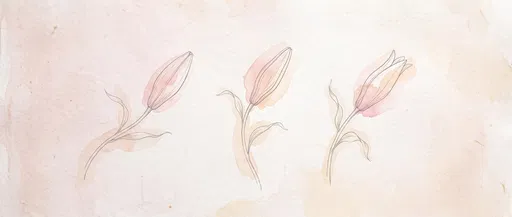 Minimalist Watercolor Lily Buds Line Art