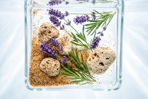 Submerged Glass Tray with Lavender and Stones