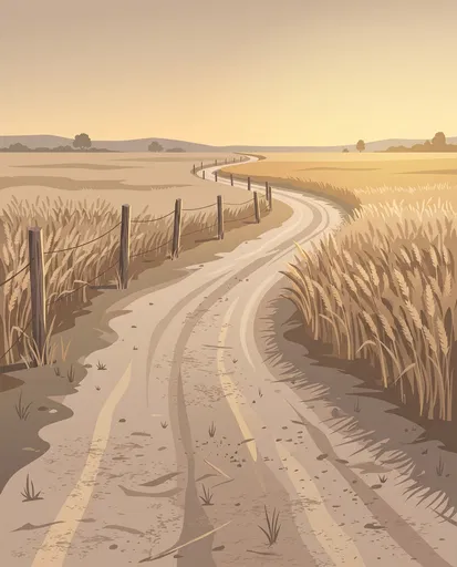 Winding Country Dirt Road Illustration