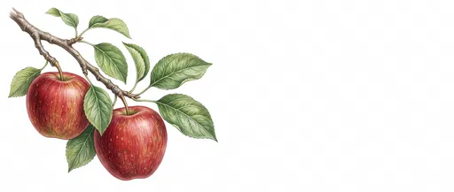 Botanical Illustration of Two Red Apples