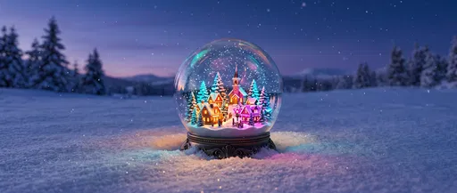 Glowing Holiday Snow Globe in Winter Landscape