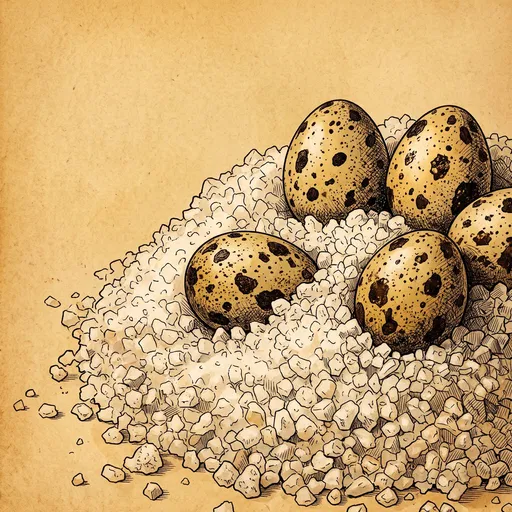 Illustrated Quail Eggs in Coarse Salt
