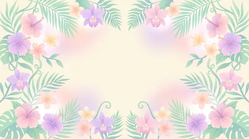 Pastel Tropical Floral Border Illustration