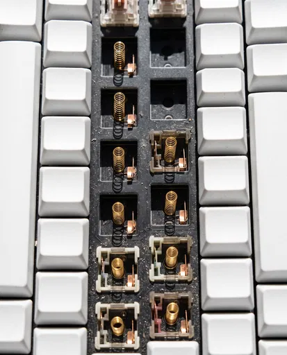 Disassembled White Mechanical Keyboard Macro