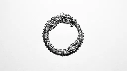 Black Stippled Ouroboros Dragon Illustration