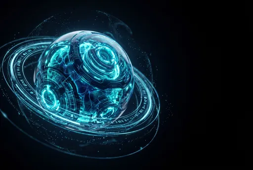 Glowing Cyan Futuristic AI Core Sphere