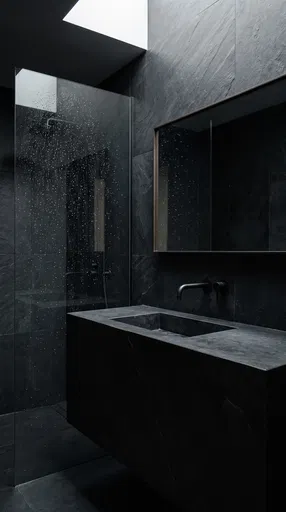 Minimalist Black Stone Bathroom Vanity
