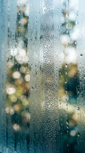 Condensation Droplets on Foggy Window Glass