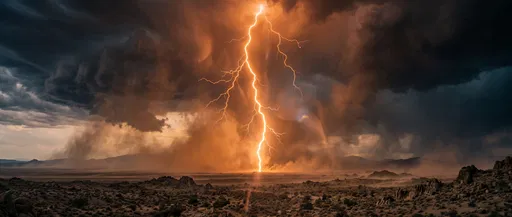 Orange Lightning Strike in Desert Storm