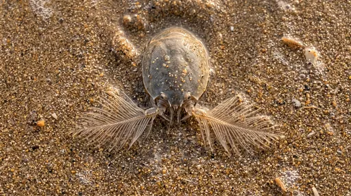 Macro Close-Up of Burrowed Sand Flea