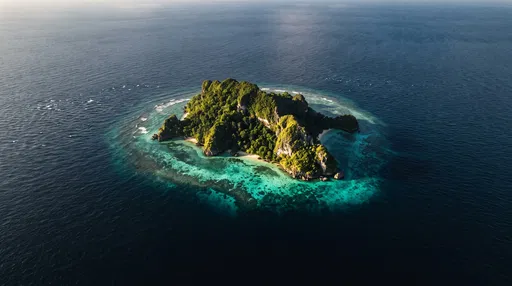 Aerial View of Tropical Limestone Island