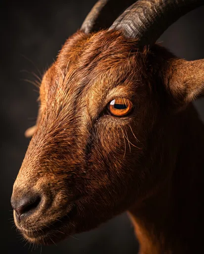 Studio Portrait of Reddish-Brown Goat
