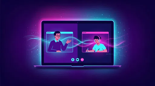 Neon Laptop Illustration of Online Tutoring