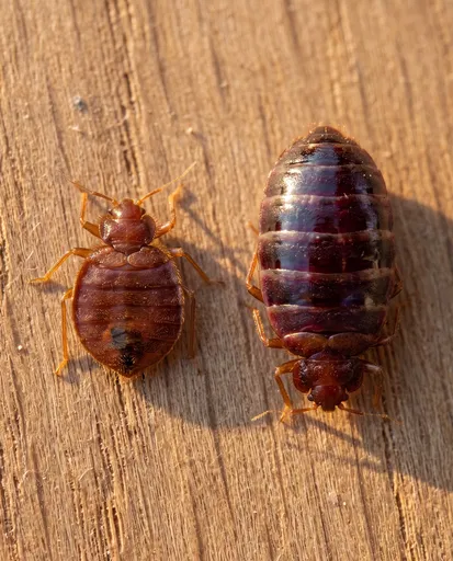 Unfed and Engorged Bed Bug Comparison