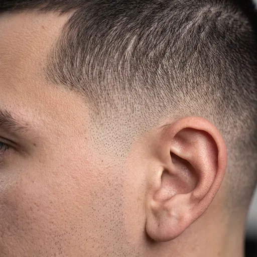 Macro Close-Up of Man's Fade Haircut