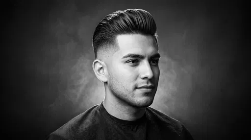Monochrome Portrait of Man with Pompadour