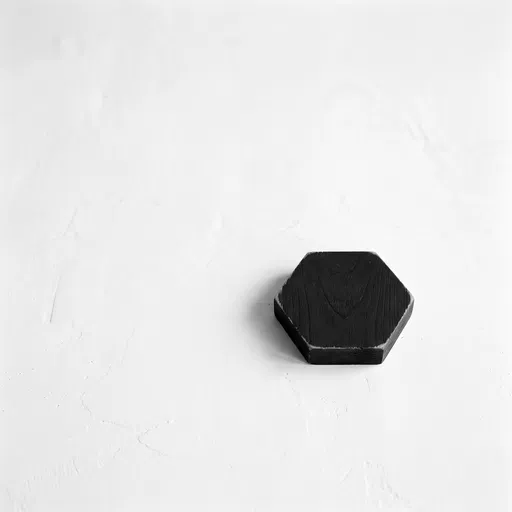Black Wooden Hexagon on White Plaster