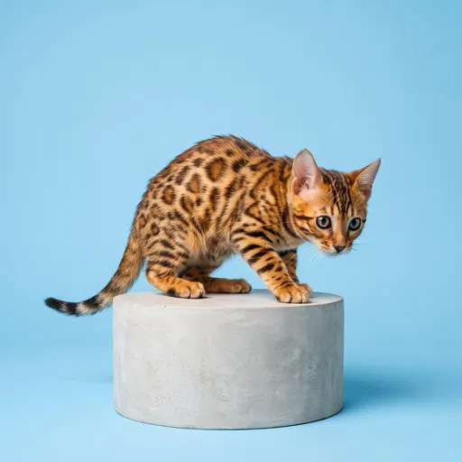 Curious Bengal Kitten on Studio Pedestal