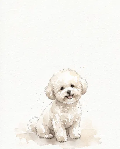 Watercolor Bichon Frise Puppy Illustration