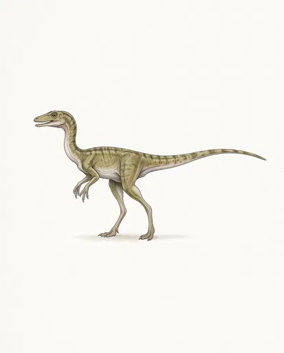 Scientific Illustration of Compsognathus Dinosaur