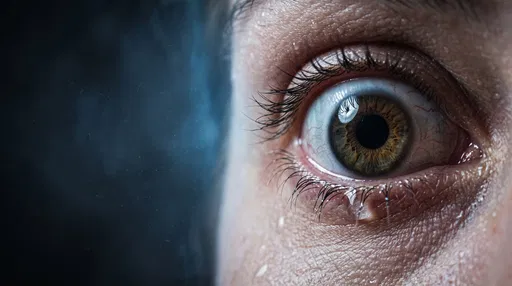 Macro Close-Up of Terrified Human Eye