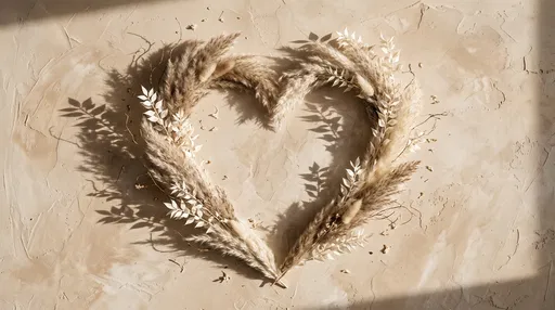 Dried Pampas Grass Heart Flat Lay