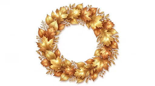 Golden Autumn Leaves Circular Wreath Frame