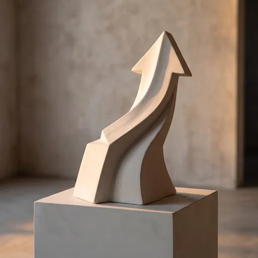 White Ceramic Upward Arrow Sculpture