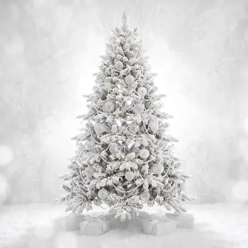 White Flocked Christmas Tree Studio Background