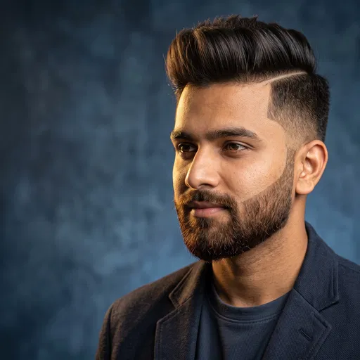 Indian Man With Quiff Hairstyle Portrait