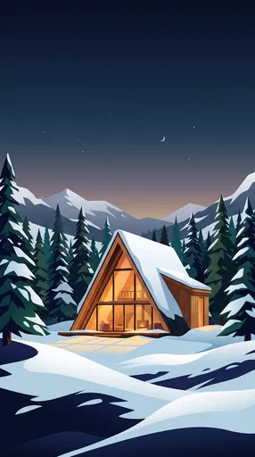 Cozy A-Frame Cabin in Winter Forest
