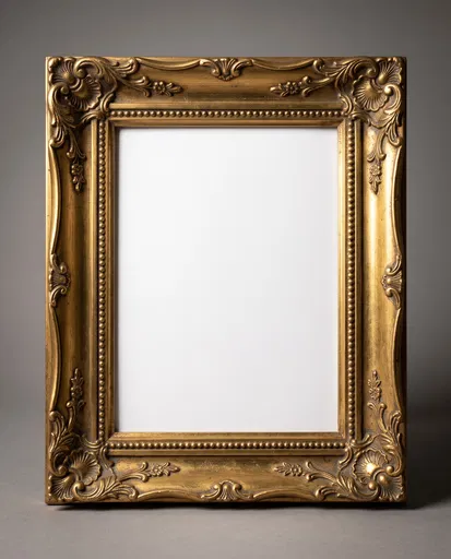 Ornate Victorian Gold Picture Frame Mockup